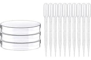 MenYiYDS - Petrischale,Labor-Petrischalen,Eine Reihe steriler Kunststoff-Petri-Boxen mit Entlüftungsabdeckung (Pack mit 3), 90 x 15 mm, Kunststoffpipetten zehn (3 mm)