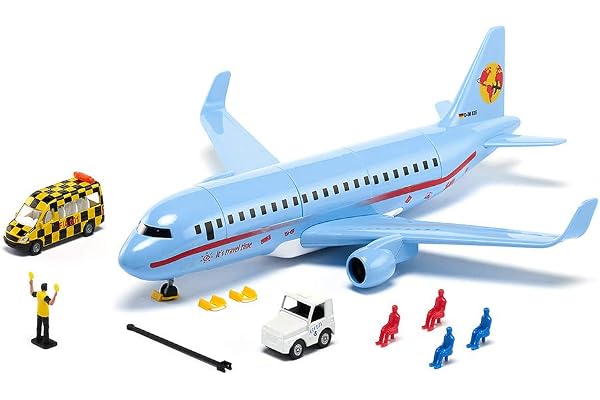 siku 5402, Avion de Ligne avec Accessoires, en plastique, Bleu ciel, avec Plusieurs fonctions, Compatible avec les autres modèles siku de la même échelle