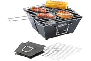 PEARL Barbacoas de carbón - Parrilla plegable: Parrilla plana y plegable para carbón, superficie de aproximadamente 24,5 x 24 cm (parrilla plegable, Mini Parrilla plegable)