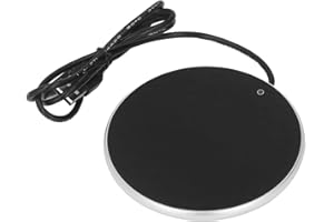 LYRLODY Podgrzewacz do filiżanek o stałej temperaturze 55°C, inteligentny podgrzewacz do napojów USB, podstawka pod filiżanki i szklanki z płaskim dnem, Ø 10,3 cm (srebrny)