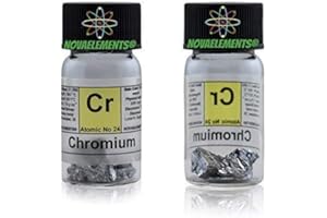 NOVAELEMENTS Cromo metallico elemento 24 Cr, 5 grammi 99,8% in fiala di vetro con etichetta