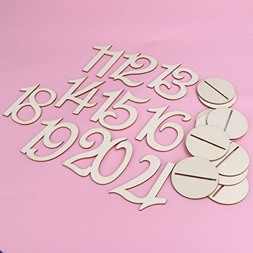 Pixnor Hochzeit Tisch Holz-Nummer mit Base 10,2 x 10cm 11-20 - 2