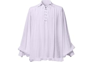 GRACEART Camicia da Pirata Medievale in Cotone Camicia d' Epoca per Uomo