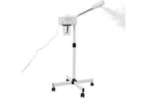 DHQCQL Facial Steamer 800 W, 360 Degree Rotating Face Steamer, 2-in-1 Ozone Steamer Evaporator with Retractable Rod, Face Sauna for Spa, Salon and Home (White)