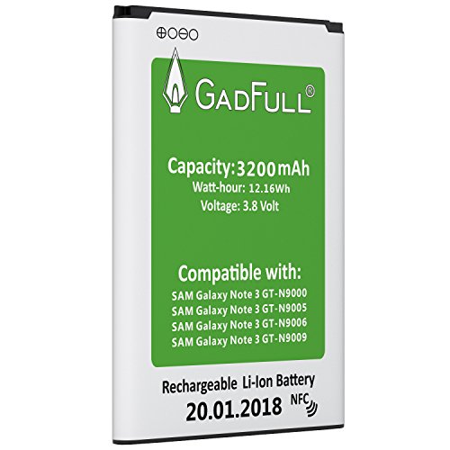GadFull® Akku für Samsung Galaxy Note 3 | 2018 Baujahr | Entspricht dem Original EB-B800BE Lithium-Ionen-Akku der Modelle GT-N9000 | GT-N9005 | GT-N 9006 | GT-N9009 | Ersatz Handy-Akku für Ihr Smartphone | Perfekt als Ersatz-Akku reviews GadFull® Akku für Samsung Galaxy Note 3 | 2018 Baujahr | Entspricht dem Original EB-B800BE Lithium-Ionen-Akku der Modelle GT-N9000 | GT-N9005 | GT-N 9006 | GT-N9009 | Ersatz Handy-Akku für Ihr Smartphone | Perfekt als Ersatz-Akku
