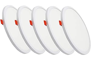 FactorLED Pack x5 Placa LED Circular 20W, Downlight LED Redondo, lampara de techo empotrable, con diámetro ajustable de 50mm a 210mm, Iluminación de interior, drivers incluidos (Blanco Frío)