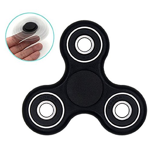 CMJ Black Tri-Spinner Fidget Spinner Stress Relief Finger Spinner EDC Pocket Focus Hand Toy ADHD UK Seller