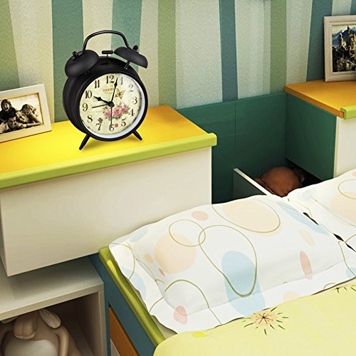 Goldfox® 4 “ schwarz Vintage Metall Schmetterling Blume Wecker Nightlight - 7