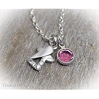 Schutzengelkette Zirkonia aus 925 Sterling Silber mit Geburtskristall, Geburtssteinkette, Monatssteinkette mit Engelanhänger