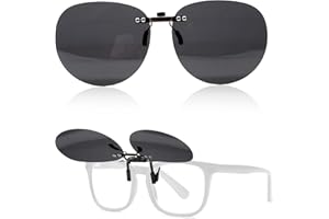 AzureRay 1paire Lunettes de Soleil Clip Métal Léger Polarisé pour Homme Femme Clip Solaire pour Lunettes de Vue Anti Reflet Conduite Pêche Extérieur Surlunettes de Soleil UV400