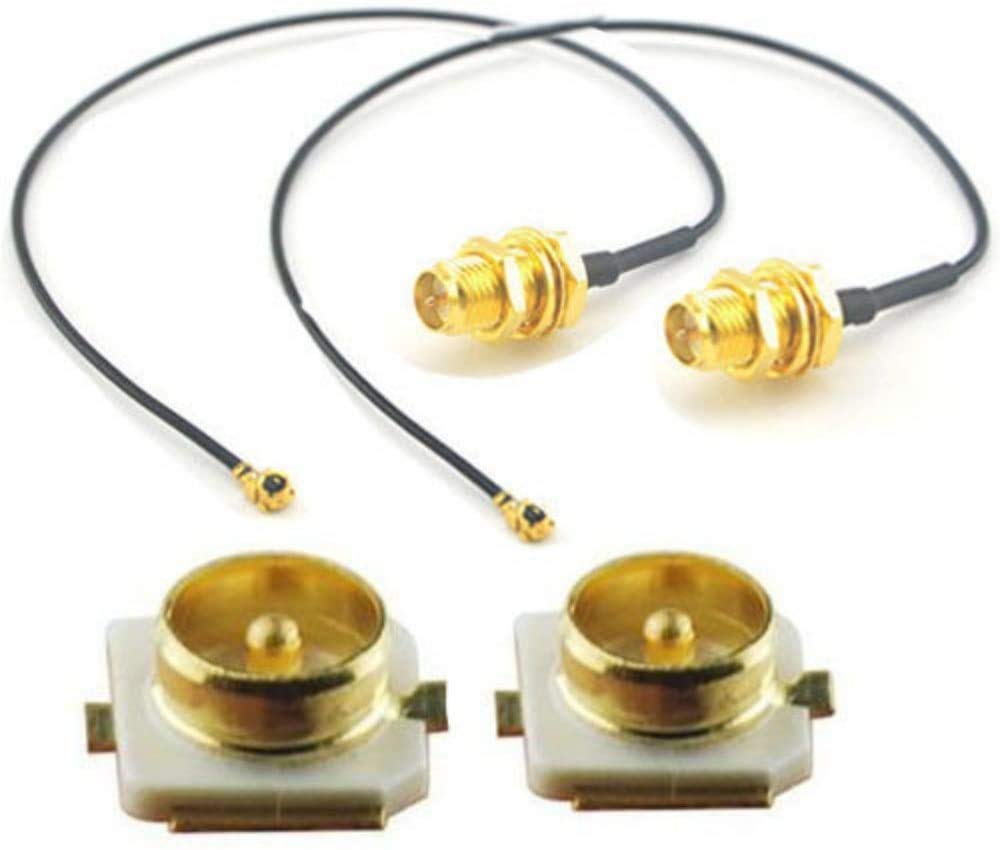 3AN Telecom U.FL Mini PCI to RP-SMA Pigtail Antenna WiFi Cable 15cm + 2 Piece Mini PCI u.fl Male SMD Connector,Gold