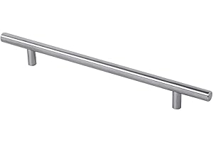 Gedotec Möbelgriff Edelstahl Relinggriff Ø 12 mm - LUNA | Schrankgriff BA 192 mm | Edelstahl matt gebürstet | Küchengriff für Schranktüren & Schubladen 1 Stück - Stangengriff rund mit Schrauben