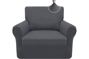 ‎GRANBEST Granbest Stretch Couch Cover, Super Soft Microfibre Armchair Cover, Sofa Cover, Elastane Sofa Cover, Furniture Protector with Non-Slip Foam (1 Seater, Grey)