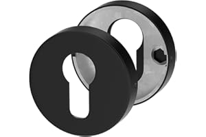 ERGO LINE Zylinderrosette, Schwarz Rund-Rosette, PZ - Profilzylinder, 1 Paar - Türrosetten Paar Abdeckung für Türen mit Zylinderschloss, Schwarz Matt