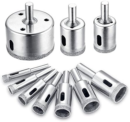 10Pcs Diamond Drill Bit Set 8/10/12/14/16/18/20/22/25/50mm Glass Tile Hollow Core Tools Diamond Hole Saw for Ceramics Porcelain Ceramic Tile