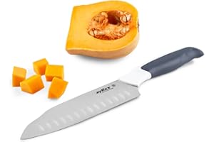 zyliss E920212 Comfort Coltello Santoku, 18cm, Acciaio Inossidabile Giapponese, Manico Grigio, Bianco, Coltello da Cucina, Lavabili in Lavastoviglie