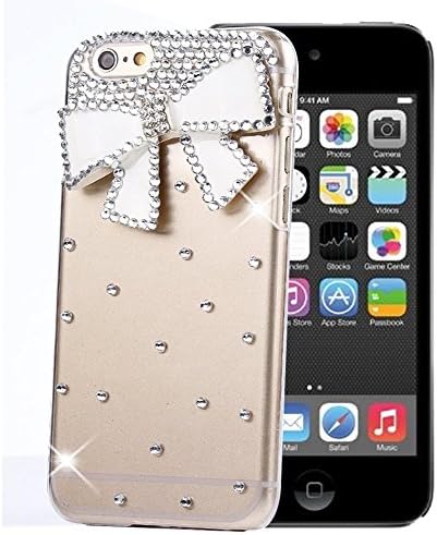iPod Touch 5th Generation Case, Sense-TE Glamour Crystal Series [3D Handmade] [Sparkle Glitter] Bling Butterfly Diamond Gem [Rhinestone Bling Luxury] Design Case Clear Hard Cover for iPod Touch 5th Generation with Retro Bowknot Anti Dust Plug
