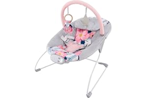 LADIDA Babywippe mit beruhigenden Vibrationen, Musikmelodien, maschinenwaschbarem Sitzpolster, rutschfesten Füßen und abnehmbarem Spielzeugbügel mit 2 schönen Spielzeugen 147