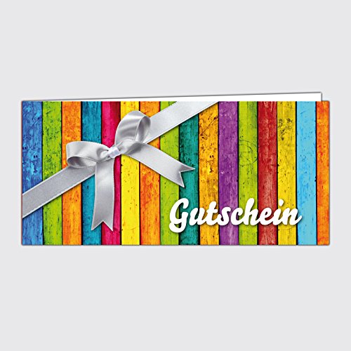 Gutschein für jeden Anlass - "Kunterbunt" - Format: DIN Lang, 25 Stück