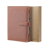 CHIDUAN Carnet en Cuir A5, Carnet/Journal avec Ligné et Boucle de Stylo - Rechargeable Dossier de Conférence Cuir Notebook Cahier, 100g/m² Papier épais, 200 Pages (marron)