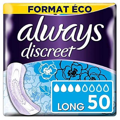 Always Discreet - Serviettes pour incontinence / fuites urinaires, Format éco x50 (plusieurs tailles / absorptions)