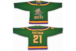 Yajun Dean Portman #21 Mighty Ducks Movie Ice Hockey Jerseys NHL Men Sweatshirts Breathable Long Sleeve T-shirt,XL