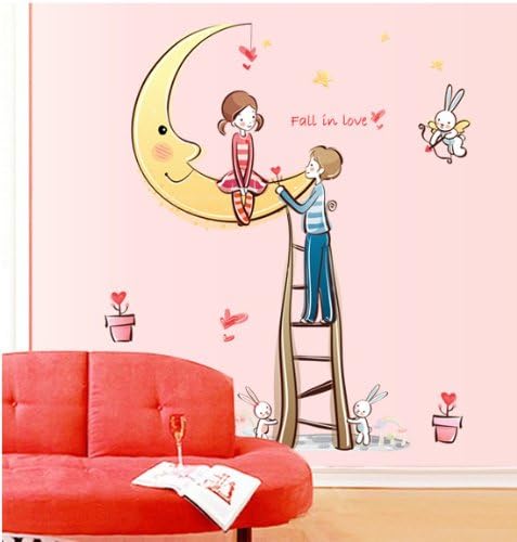 Topro Fall In Love Moon Cupid Arrow Rabbit Wall Art Stickers Decal for Home...