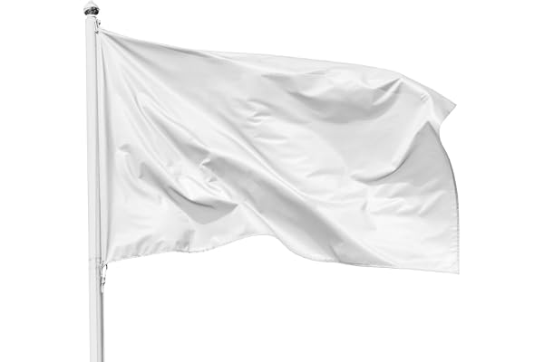 PHENO FLAGS Drapeau blanc à personnaliser 150x90 cm – extrêmement résistant aux intempéries, avec œillets en laiton, 100% polyester, coutures doubles robustes et couleurs éclatantes - symbole de paix