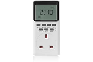TobeBright Timer plug socket uk programmable light timers for home light socket with 20 ON/OFF programs and Random mode, digital timer plug timer switch for home and indoor use, 230V, 13A, 3100W
