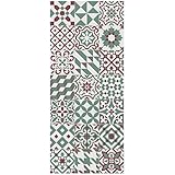 ALFOMBRA de VINILO para COCINA antideslizante e ignífuga. Se limpia fácilmente con una fregona. Made in Barcelona. Suelo hidráulico en tu cocina sin hacer obras. Eclectic Garnet 60x140cm.