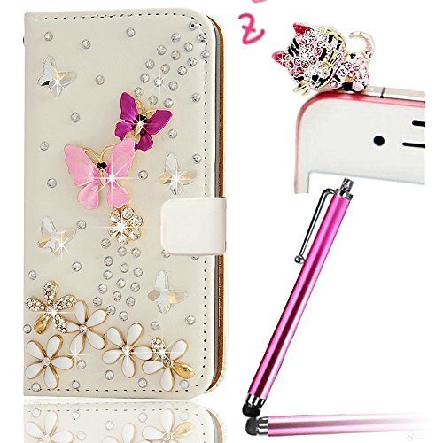 Vandot 3 1 Bling Mariposa funda Con Tapa Flip Case Cover para Sony Xperia Z2 PU Protector de la Cubierta Carcasa Caso CASE Book Type Flip cartera soporte tarjetade cr  dito PU cuero protectores funda Lindo Gato Diamond tapa del enchufe Metal pluma-Stylus