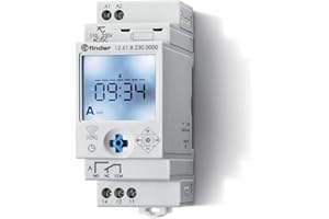 Finder Interruttore Orario Digitale NFC Settimanale Tipo 12.61. Dotato di 1 contatto di scambio 16 A. Con display LCD. Modalità di programmazione classica/smart