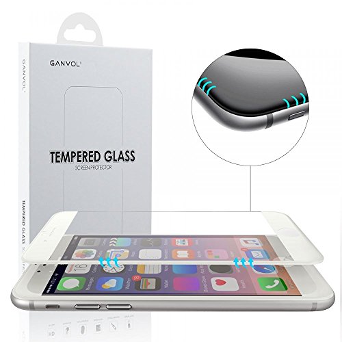 Ganvol Panzerglasfolie Apple iPhone 6 / 6S 3D Touch kompatible Schutzglas Panzerfolie (Es schützt den ebenes Display und gekrümmten Rand), Weiß