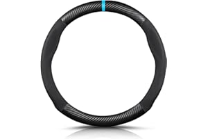 Ergocar Okrągły Kształt Włókno Węglowe & Mikrofibra PU Skóra Pokrowiec na kierownicę Antypoślizgowy Pokrowiec na kierownicę Samochodu Oddychający Sport Pokrowiec na Kierownicę Samochodu o średnicy 38