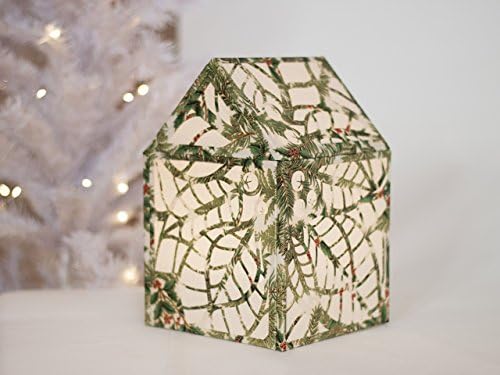 TEXTILECRAFT Poinsettia Decorative Illuminated House Lantern with interior USB rechargeable LED lamp