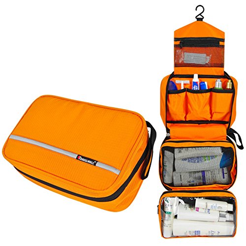 Preisvergleich Produktbild Queta Kulturbeutel zum Aufhängen, groß, Kulturbeutel, durchsichtig, für Business-Kosmetik-Tragetasche, kleine Handtasche orange Orange