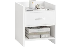 ‎SOBUY SoBuy szafka nocna z 1 szuflada stolik z 2 półkami nocny szafki nocne Biały FBT66-W