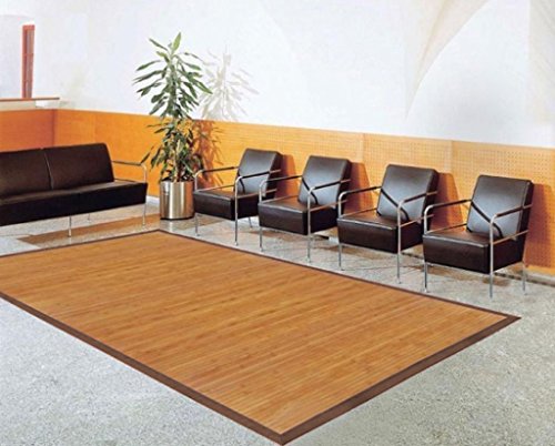 Bambusteppich SENSE 90x165cm, 17mm Stege, breite Bordüre, massives Bambus | Bordürenteppich | Teppich | Bambusmatte | Wohnzimmer | Küche | Markenprodukt von DE-COmmerce | nachhaltig und ökologisch.