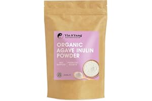 Organic Inulin Prebiotic Fibre Powder – 250g, by Yin & Yang Superfoods. Agave Inulin, Vegan, GMO and Palm Oil Free.