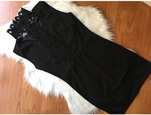 Ladies Dress Sleeveless Black Lace Stitching Embroidery Scarf Hollowed Out Waist Thin Bag Hip Skirt,L,Black