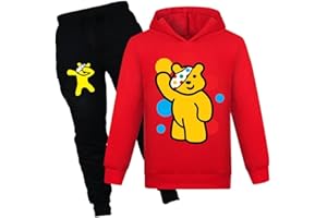 NILKOOZ Girls Tracksuits Cartoon Bear Cat Printing Hoodie & Joggers Pant Outfit 2pcs Set Unisex Kids Tracksuit Clothing
