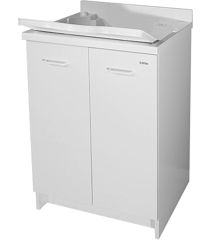 Mobile Lavatoio 45x50x85cm Anta Asse In Termoplastico Montegrappa Edilla Bianco Sinistra Con Cesto 170054