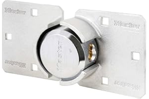 Master lock MLK736E Alta Seguridad, Candado para Puertas de Camionetas, Candado Redondo y Aldaba, Óptimo para furgonetas, Camiones, Puertas y máquinas expendedoras, Plateado, 11,4 cm x 23 cm x 4,2 cm
