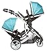Duellette 21 Combo Twin Tandem Pushchair Baby Newborn carrycots Pram Travel system Tandem stroller buggy: 2 Pramette/seat units, 2 footmuffs 2 Rain covers, Teal mist by Kidz Kargo