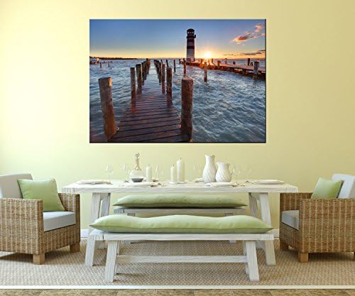 Mural glass picture Lighthouse with pier Wandmotiv 0238 | Aludibond | L - 100x70cm (WxH)