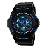 Amstt Unisex Sportuhr Digital Analog Uhr Wasserdicht Armbanduhr Alarm Stoppuhr Blau