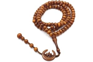 Eeneme Muslimische Gebetsperlen, braun, Harz, rund, Eid Mubarak, Geschenk, 43 cm, 99 Stück