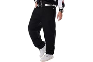 ORANDESIGNE Homme Hip Hop Jeans Style Hipster Graffitis Impression Baggy Jeans Urbain Skate Denim Pantalons Lâche Fit Jambe Droite Cargo Pantalon Rétro Broderie Pantalon