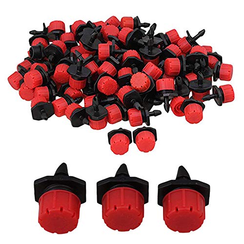 BETESSIN 100pcs Cabezas para Riego por Goteo Goteros para Riego Ajustables para Jardín Césped Macetas Sistema de Goteo de riego