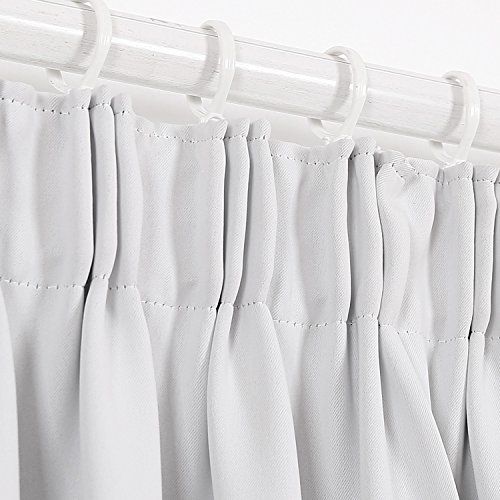 Deconovo Blickdichte Gardinen Vorhang Verdunkelung Verdunkelungsgardinen mit Kräuselband 175×140 cm Grau Weiß 2er set - 2